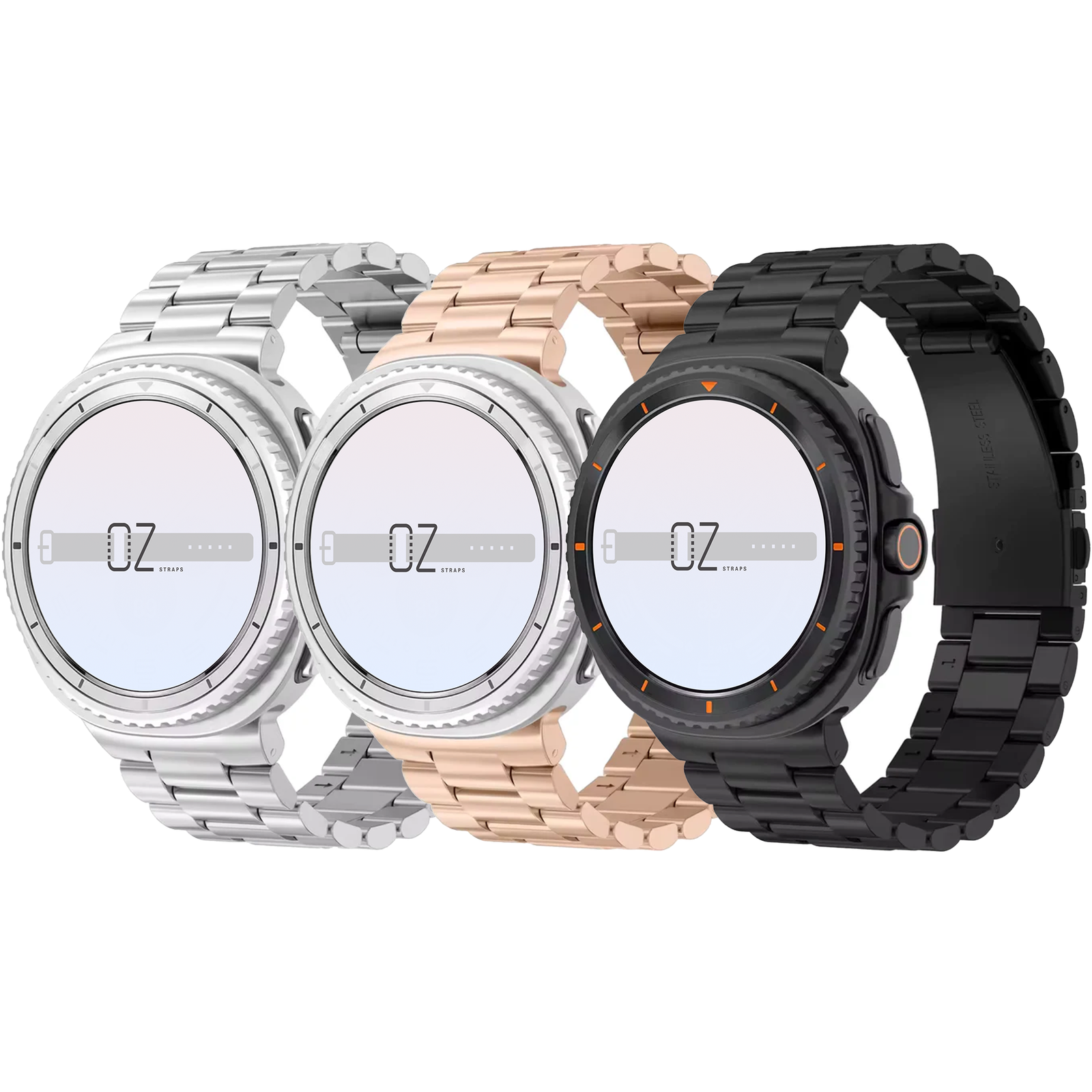 Samsung Galaxy Watch 8 Smartwatch Classic Stainless Steel Bands or Straps in Silver, Rose Gold, Black